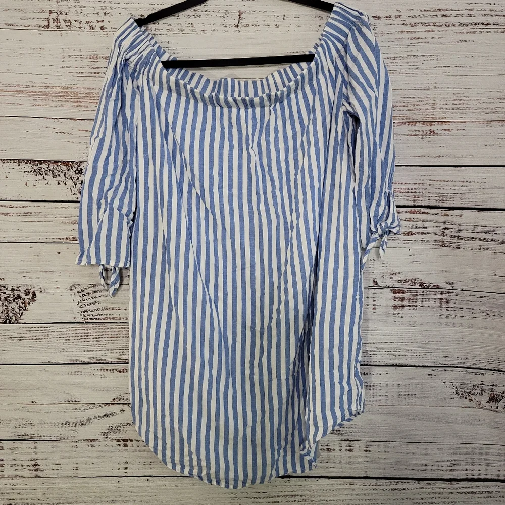 Old Navy Blue stripped Off the shoulders Dress LP